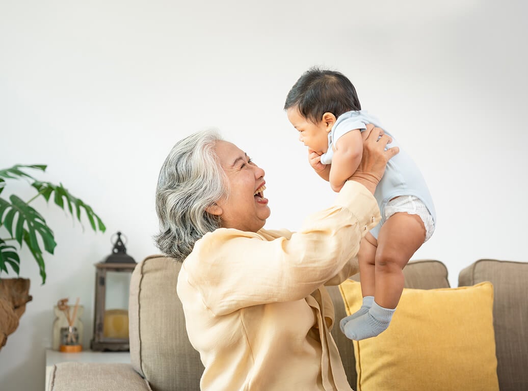 Old woman and baby